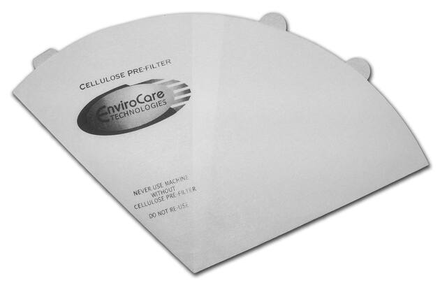 CELLULOSE PRE-FILTER
EnviroCare TECHNOLOGIES
NEVER USE MACHINE WITHOUT CELLULOSE PRE-FILTER
DO NOT RE-USE