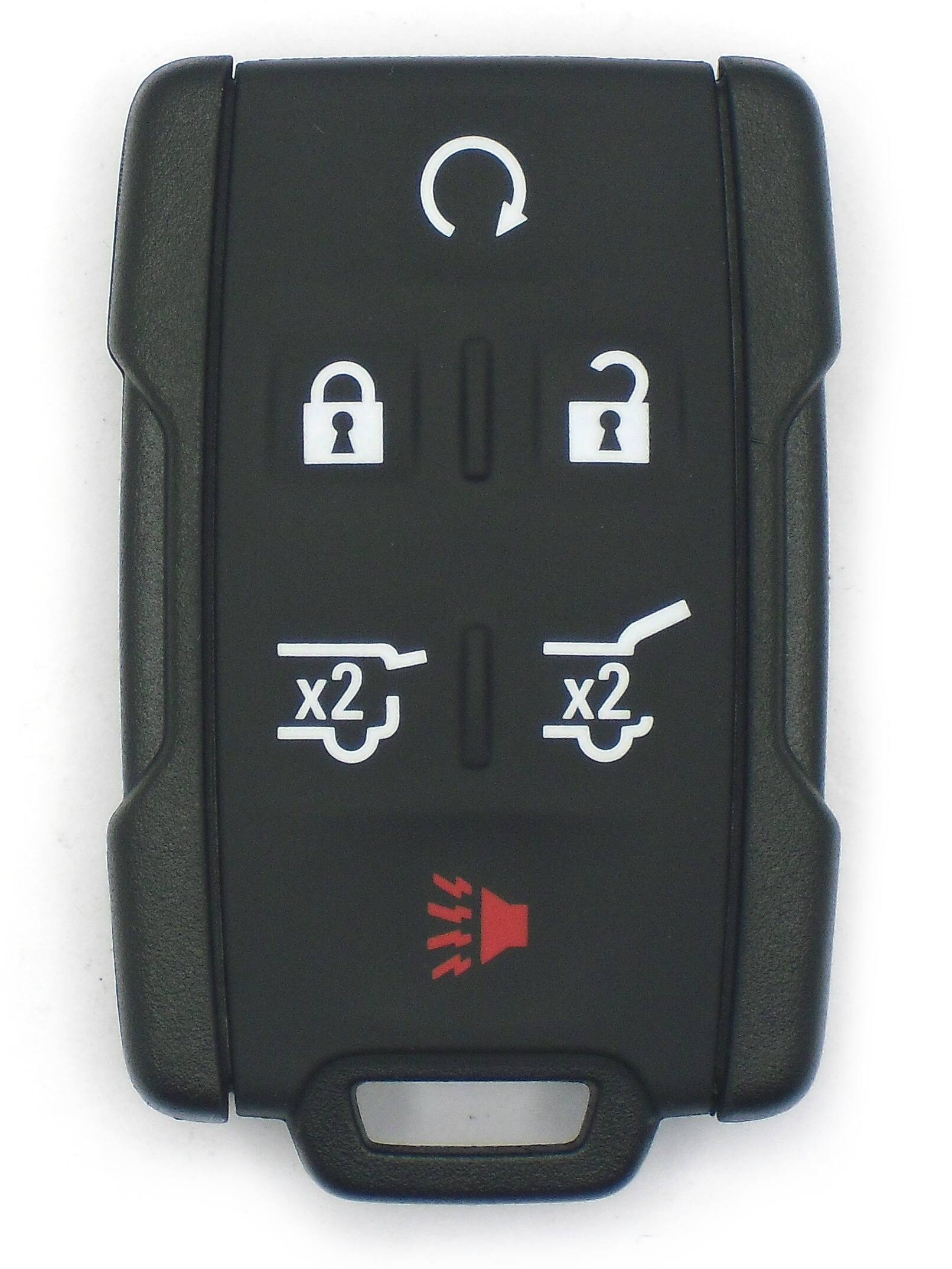 Front. Car Keys Express - GM Keyless Entry Remote - 6 Buttons (Lock, Unlock, Remote Start, Hatch, Hatch Glass, and Panic) - Black.