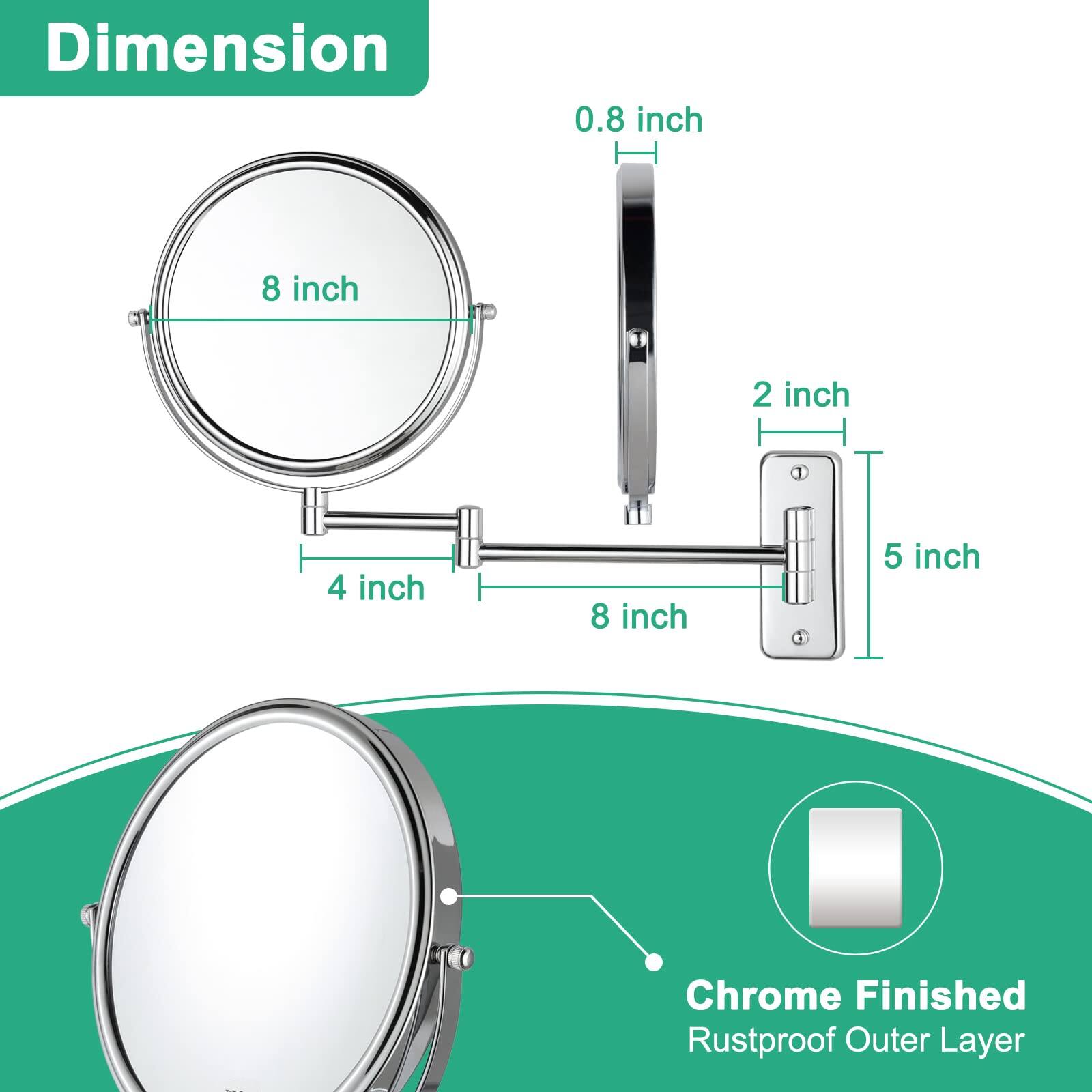 Dimension  
- 8 inch  
- 0.8 inch  
- 4 inch  
- 2 inch  
- 5 inch  
- 8 inch  

Chrome Finished  
Rustproof Outer Layer