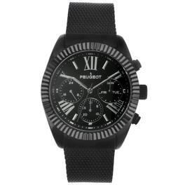 Peugeot - Men's 42mm Multi-Function Steel Mesh Watch - Black