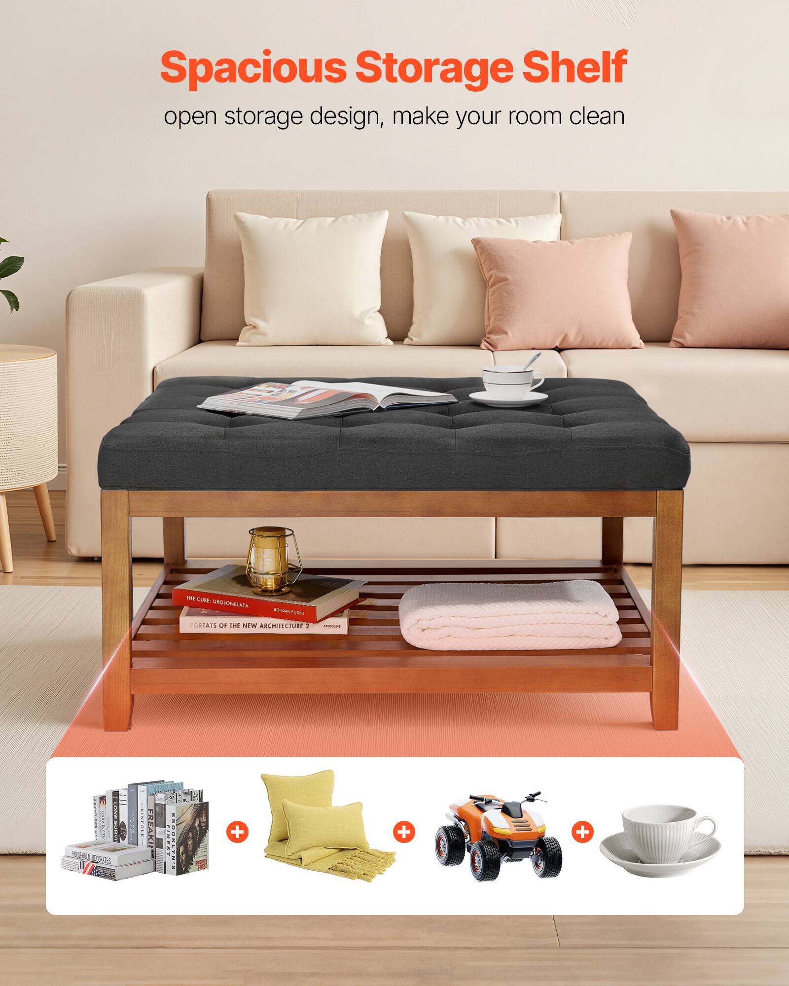 Spacious Storage Shelf  
open storage design, make your room clean