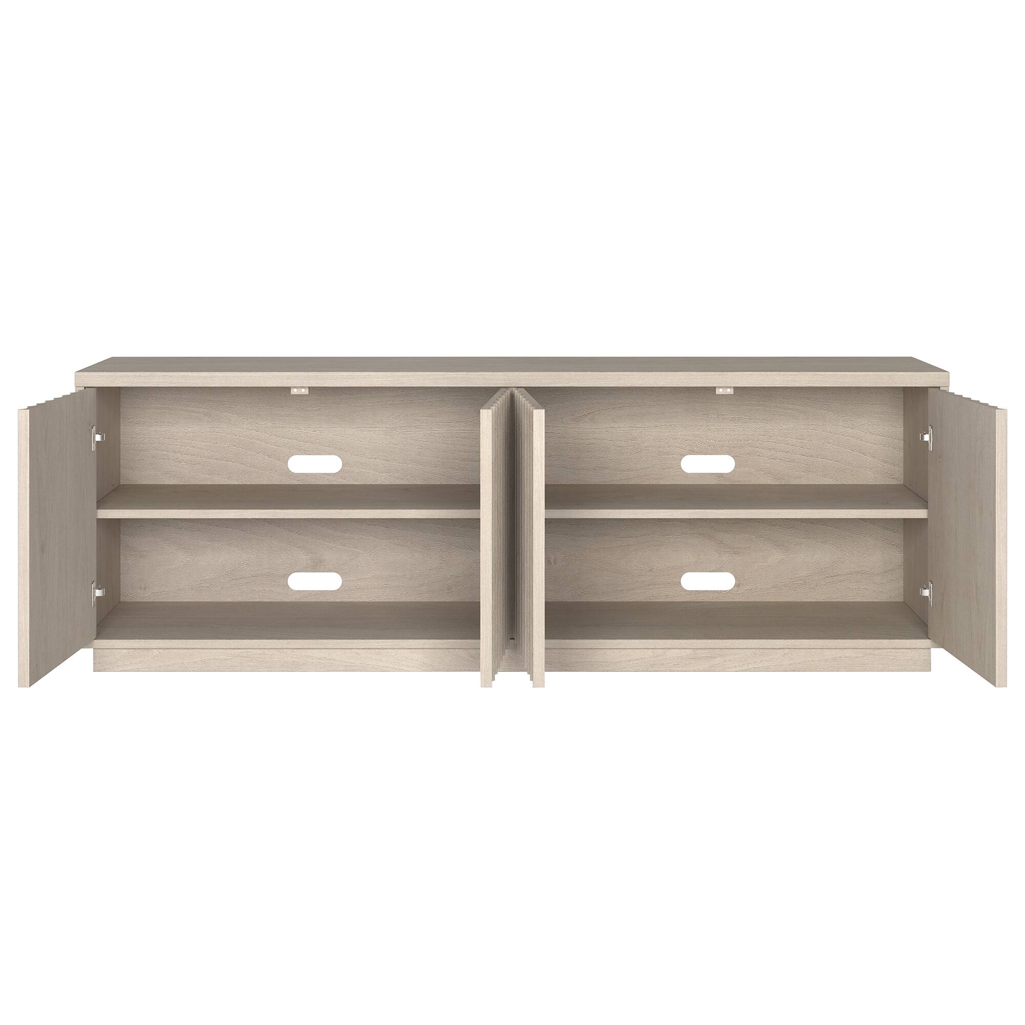 Alt View 1. Hudson&Canal - Bourne Rectangular Fluted TV Stand for TV's up to 75" in Alder White - Alder White.