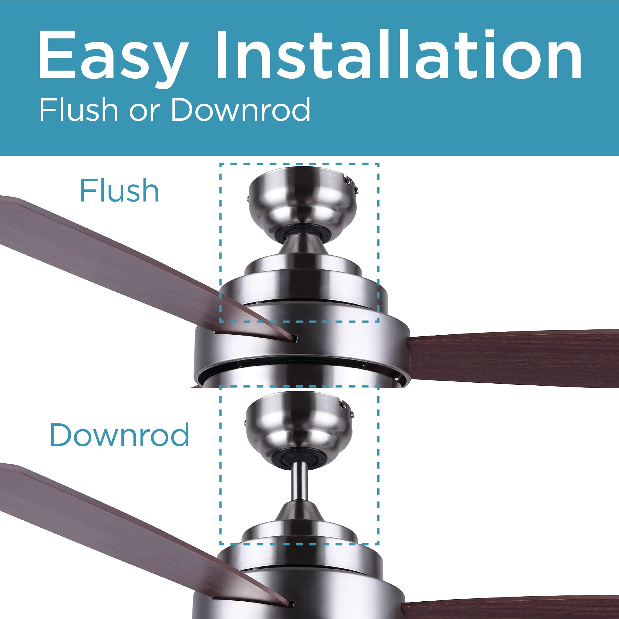 Easy Installation Flush or Downrod Flush Downrod