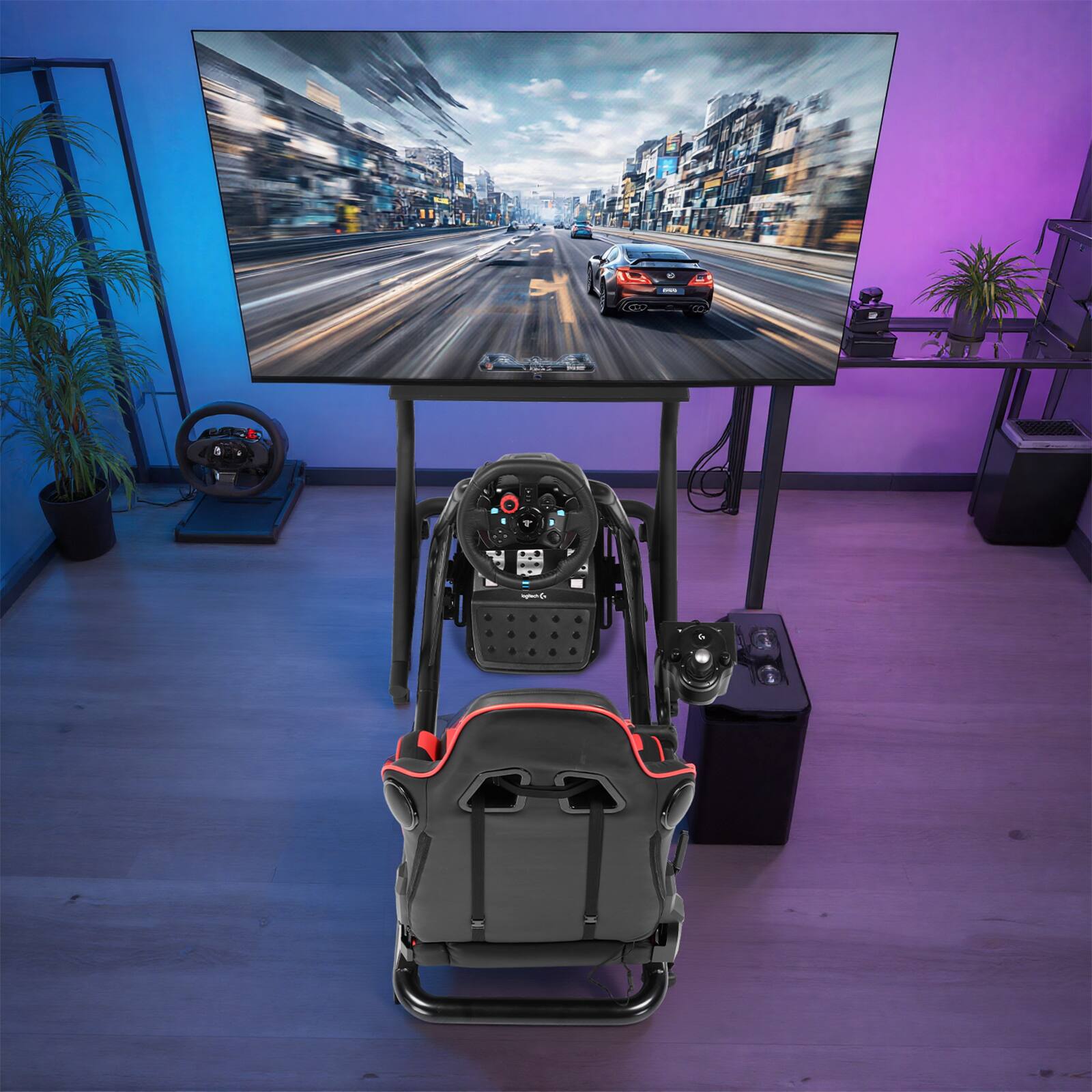 Back. CloudRest Pro - Monitor Stand Adjustable Height Display TV Mount Fit for Racing Wheel Stand, Racing Simulator Cockpit - Black.