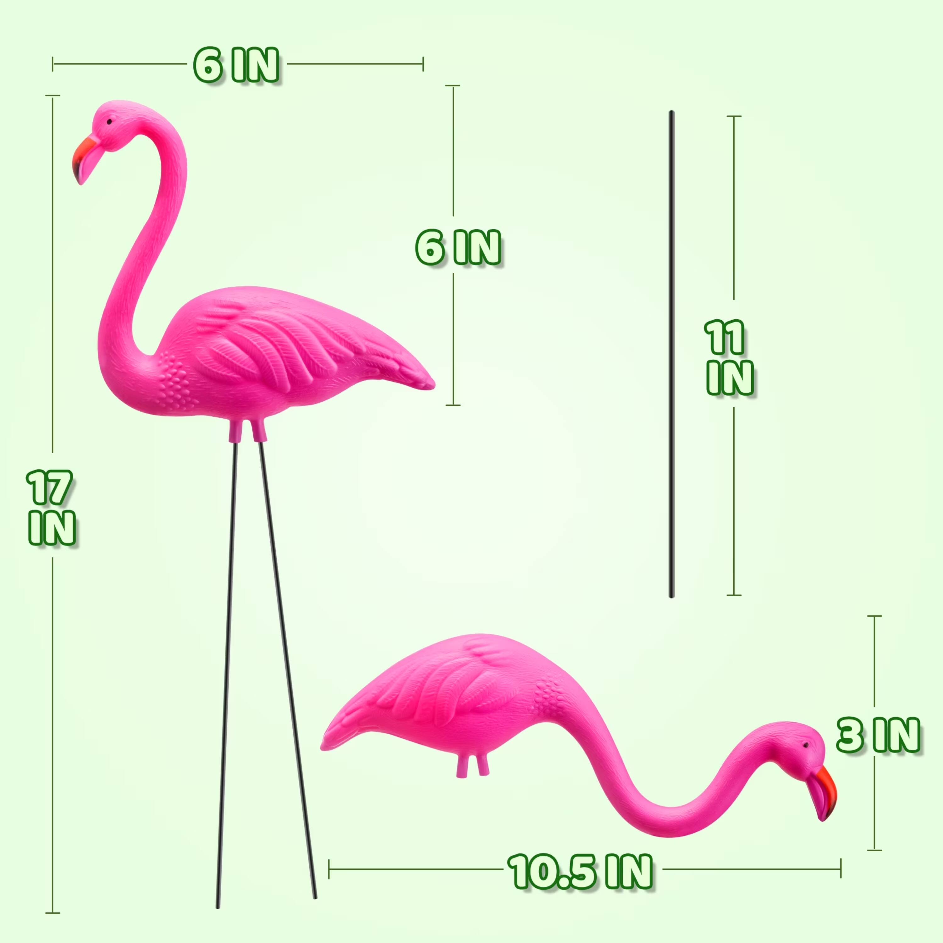 Alt View 3. Joyfy - 6 Pack Small Pink Flamingo Yard Ornaments with Metal Legs, 17" Plastic Lawn Statues for Outdoor Garden Decor - pink.