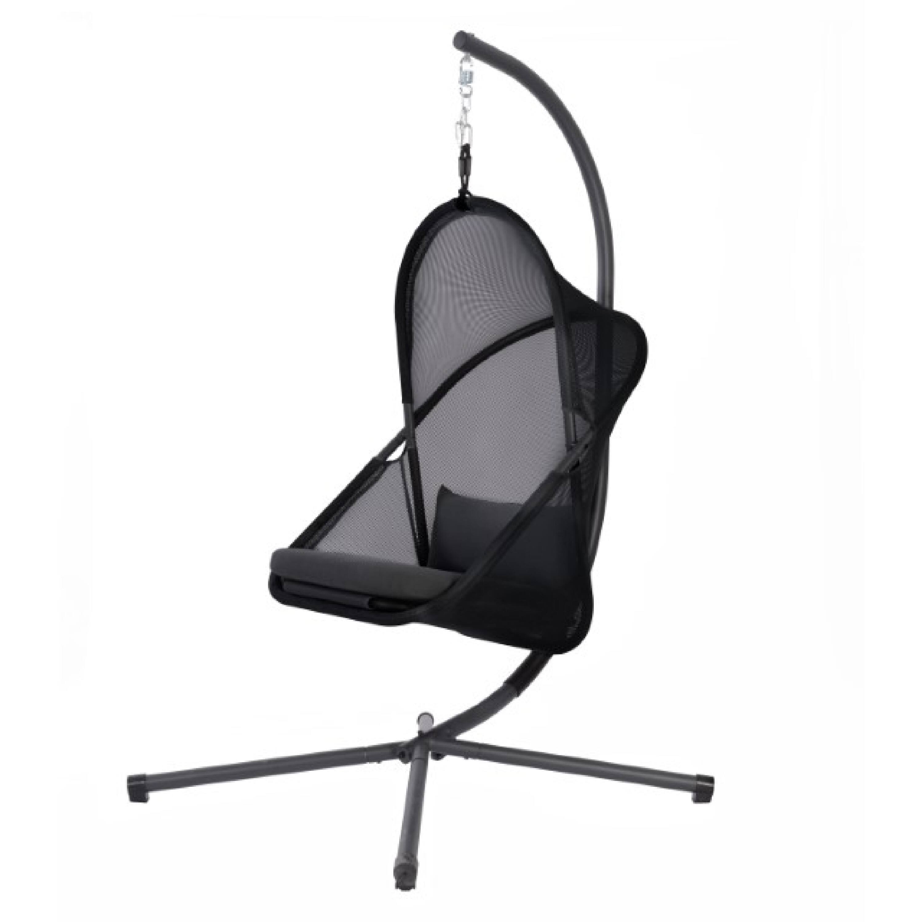 Alt View 1. Manhattan Lane - Cery Outdoor Egg Swing Chair, Foldable Stand - Black.