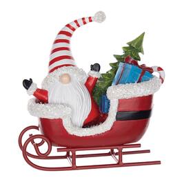 BreeBe - Santa Gnome in Sleigh Figurine (Set of 2) - Red