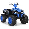 Front. Costway - Costway 12V Kids 4-Wheeler ATV Quad Ride on Car W/ LED Lights Music USB - Navy.