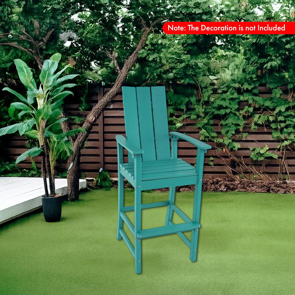 Angle. Hivvago - Outdoor High Adirondack Bar Chair with Backrest for Patio or Backyard - Turquoise.