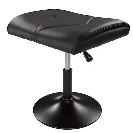 Front. Vecelo - Adjustable Foot Rest Under Desk with Pneumatic Lift, PU Leather Office Footrest Stool - Black.