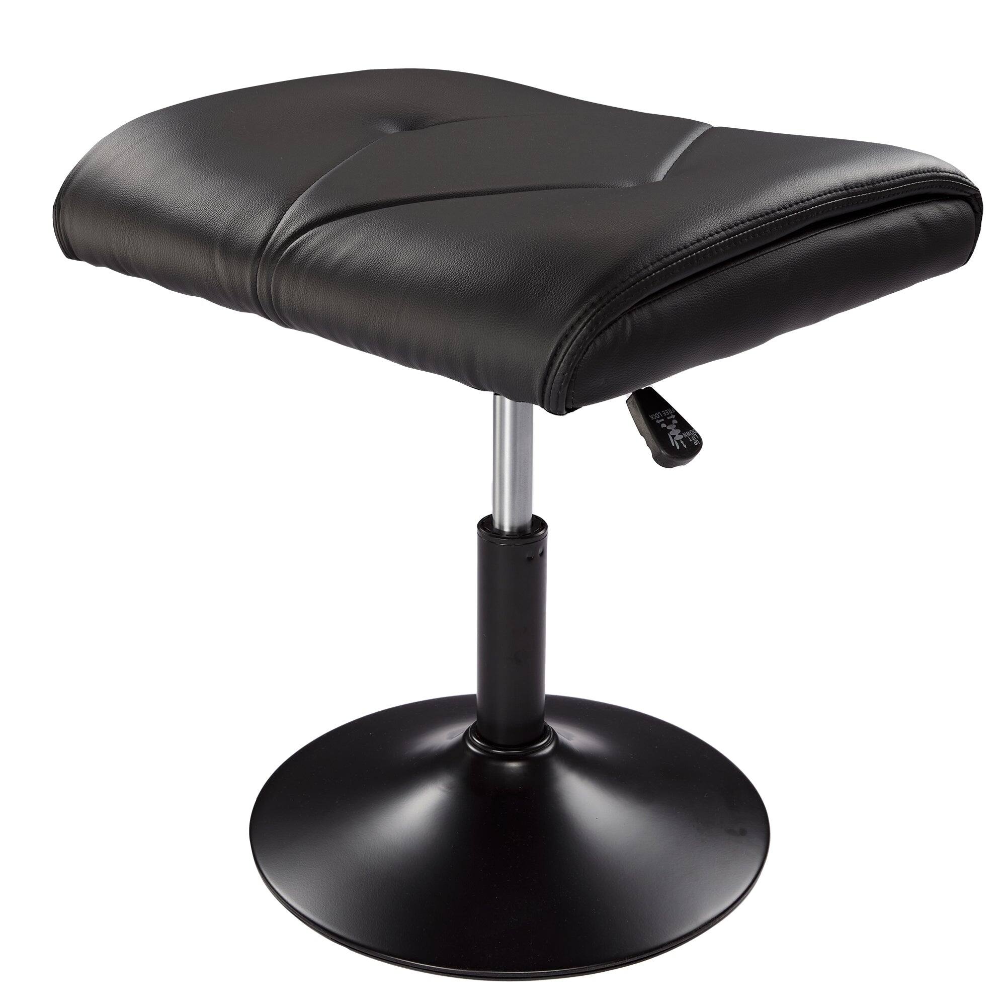 Front. Vecelo - Adjustable Desk Footrest with Pneumatic Lift - 16-21" Height, 300lb Capacity PU Leather Foot Stool for Office & Gaming - Black.