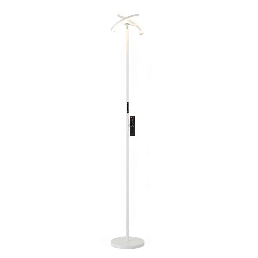 FINEAK - 70" Modern LED Floor Lamp - Tall Standing Lamp with 2 Rotatable Lights | 24W Stepless Dimmable - White