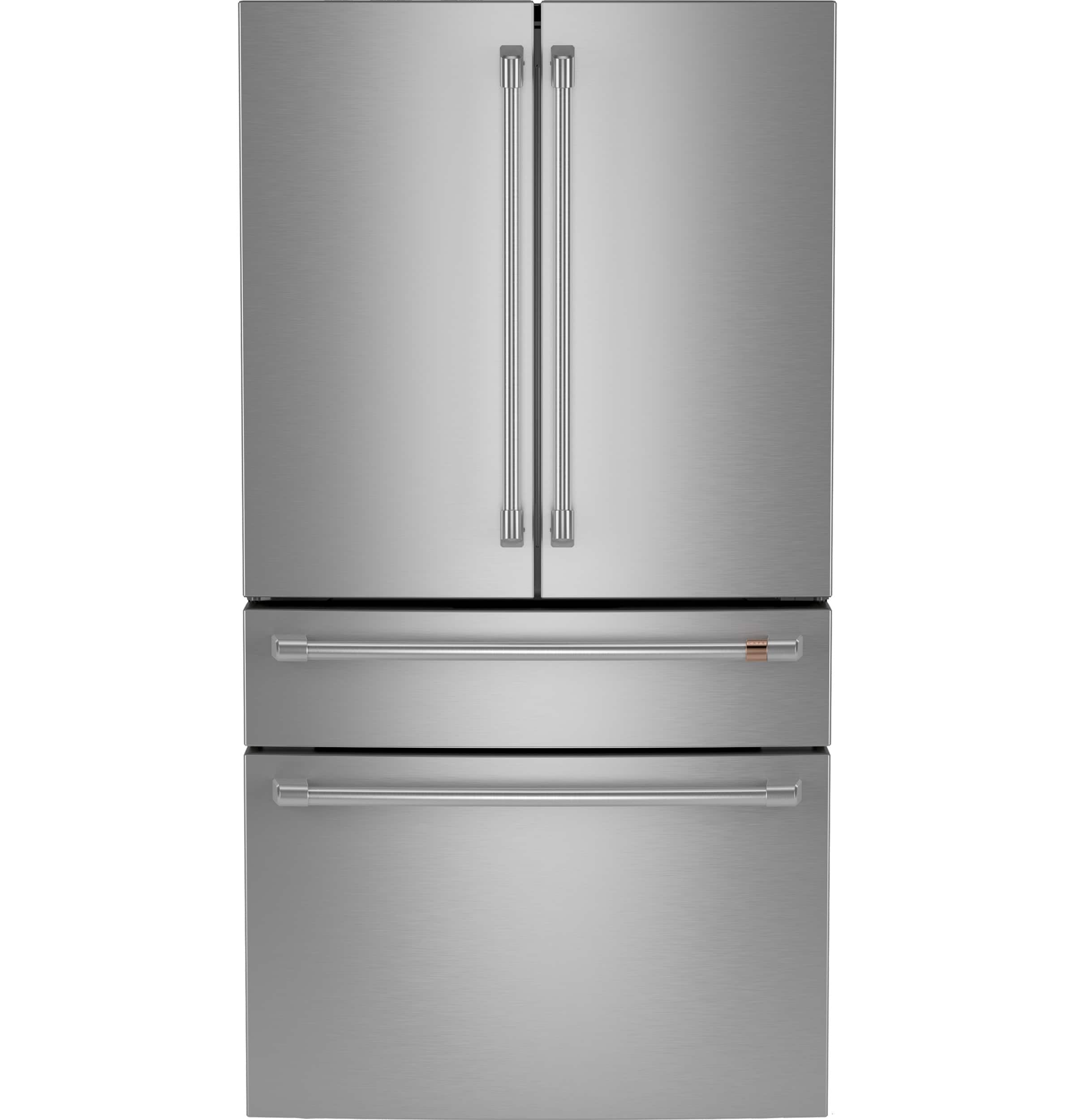 Front. Café - 23.2 Cu. Ft. 4-Door French Door Counter-Depth Smart Refrigerator with Dual Dispense AutoFill Pitcher - Stainless Steel.