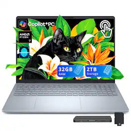 Dell - Plus 16" FHD+ Touchscreen Laptop,AMD Ryzen AI 7 350,32GB RAM,1TB SSD+1TB Dock Set,Backlit,Fingerprint,Win 11 - Blue