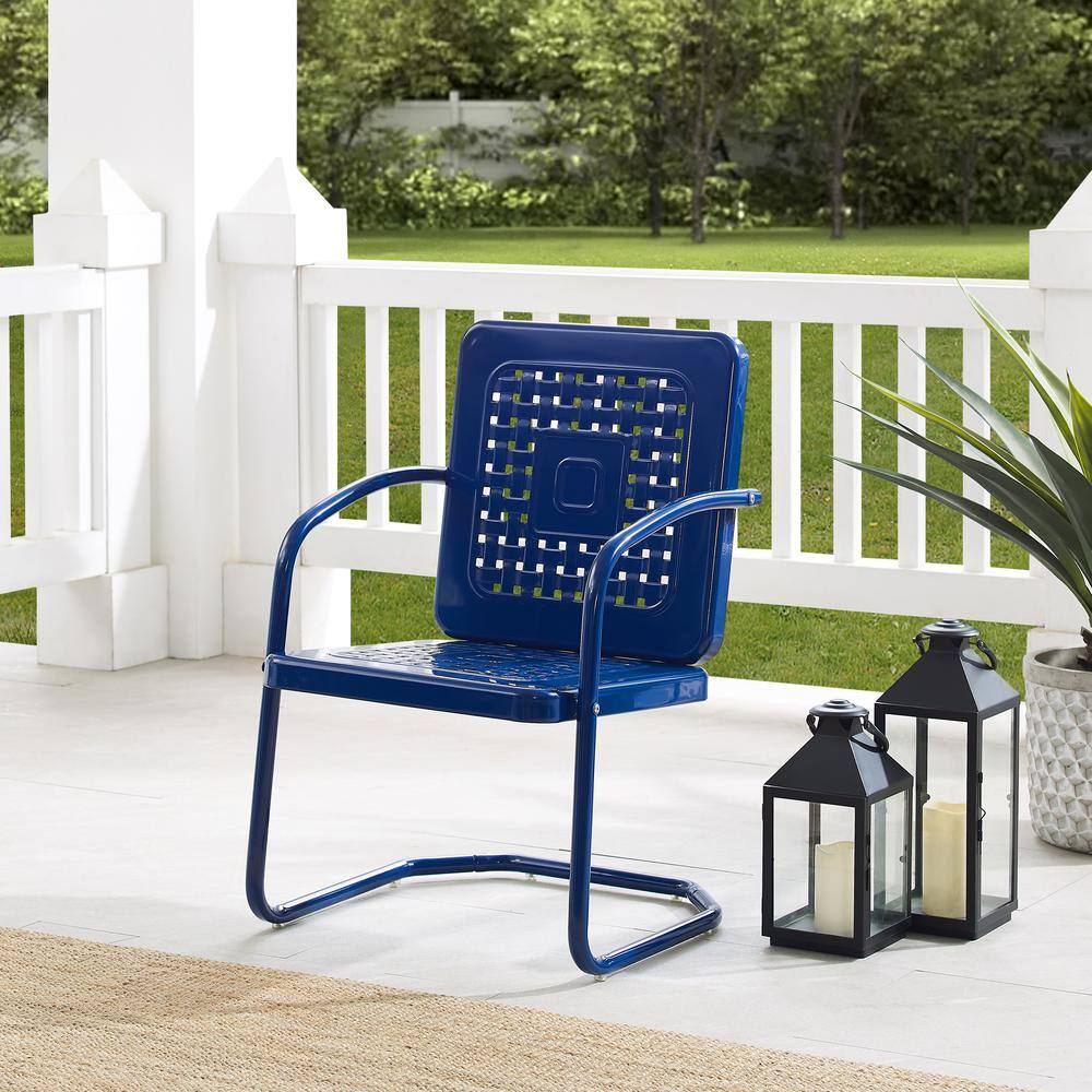Alt View 6. Crosley Furniture - Bates 2Pc Retro Outdoor Chair Set - 2 Armchairs - Navy Gloss.
