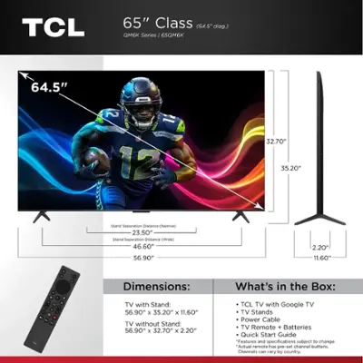 TCL - 65" QM6K Series 4K UHD HDR QD-Mini LED Smart TV with Google TV (2025)