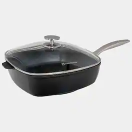 Swiss Diamond - CHD Nonstick Square Saute Pan with Glass Lid, 11-Inch x 11-Inch - Black