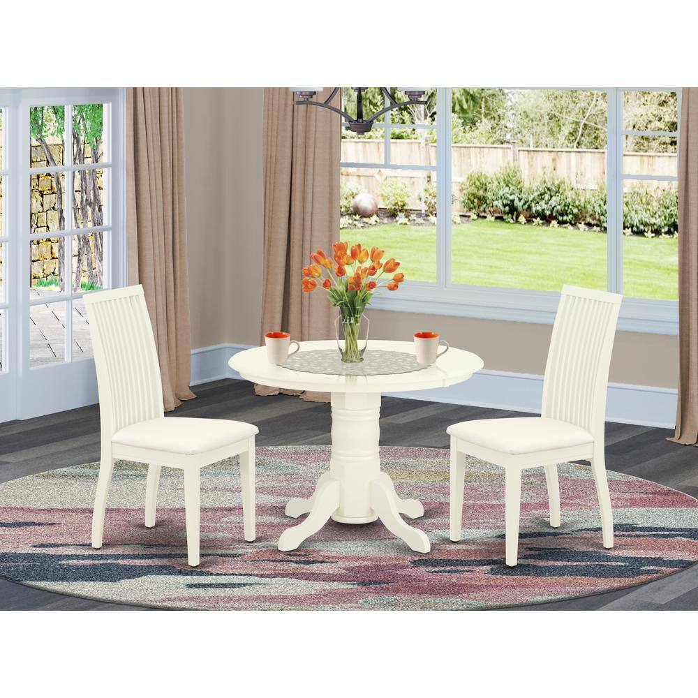 Left. East West Furniture - Dining Room Set Linen White - Brown.