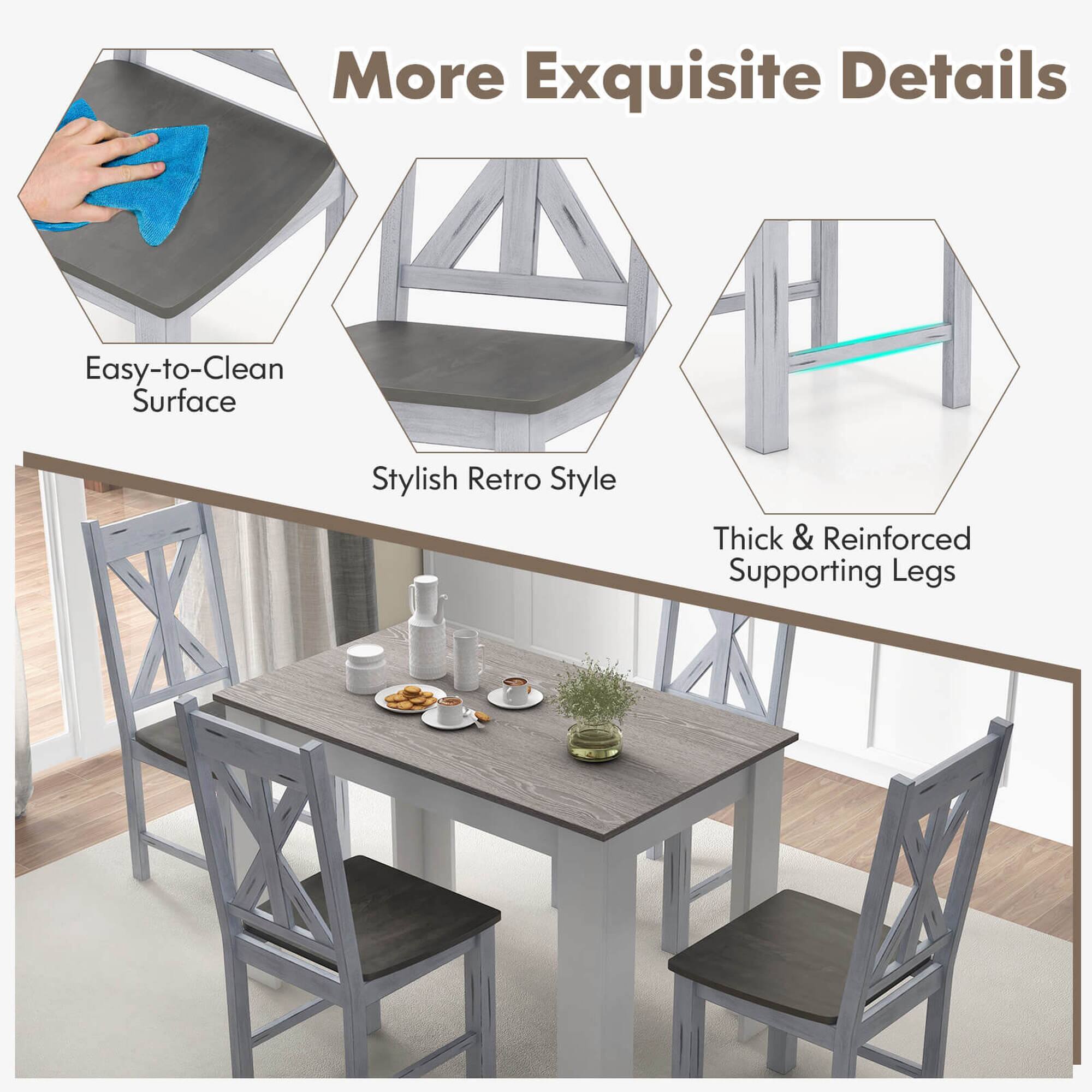 More Exquisite Details: Easy-to-Clean Surface, Stylish Retro Style, Thick & Reinforced Supporting Legs