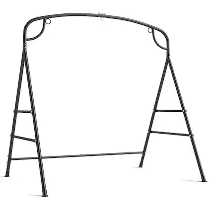 Front. Gymax - Gymax Swing Stand for Porch Heavy-Duty Metal Swing Frame w/ 2 Hanging Rings - Black.