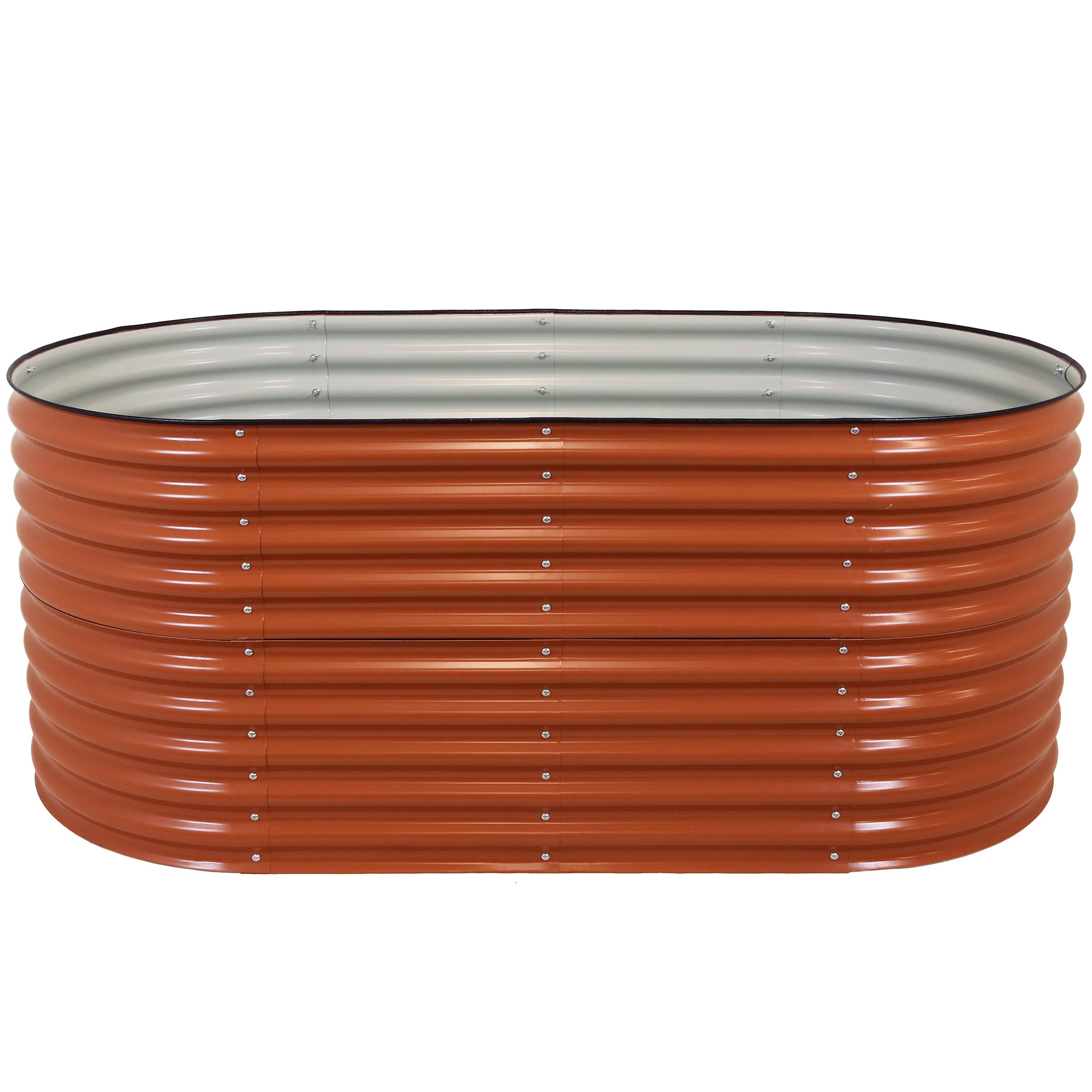 Alt View 9. Sunnydaze - Galvalume Steel Oval Raised Garden Bed - 79 in x 32 in - Brown.