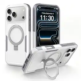 UUCOVER - Magnetic Case for iPhone 17 Pro Max,Shockproof TPU+PC Ring Stand Case Compatible with Mag Safe Rugged Protective Cover - White