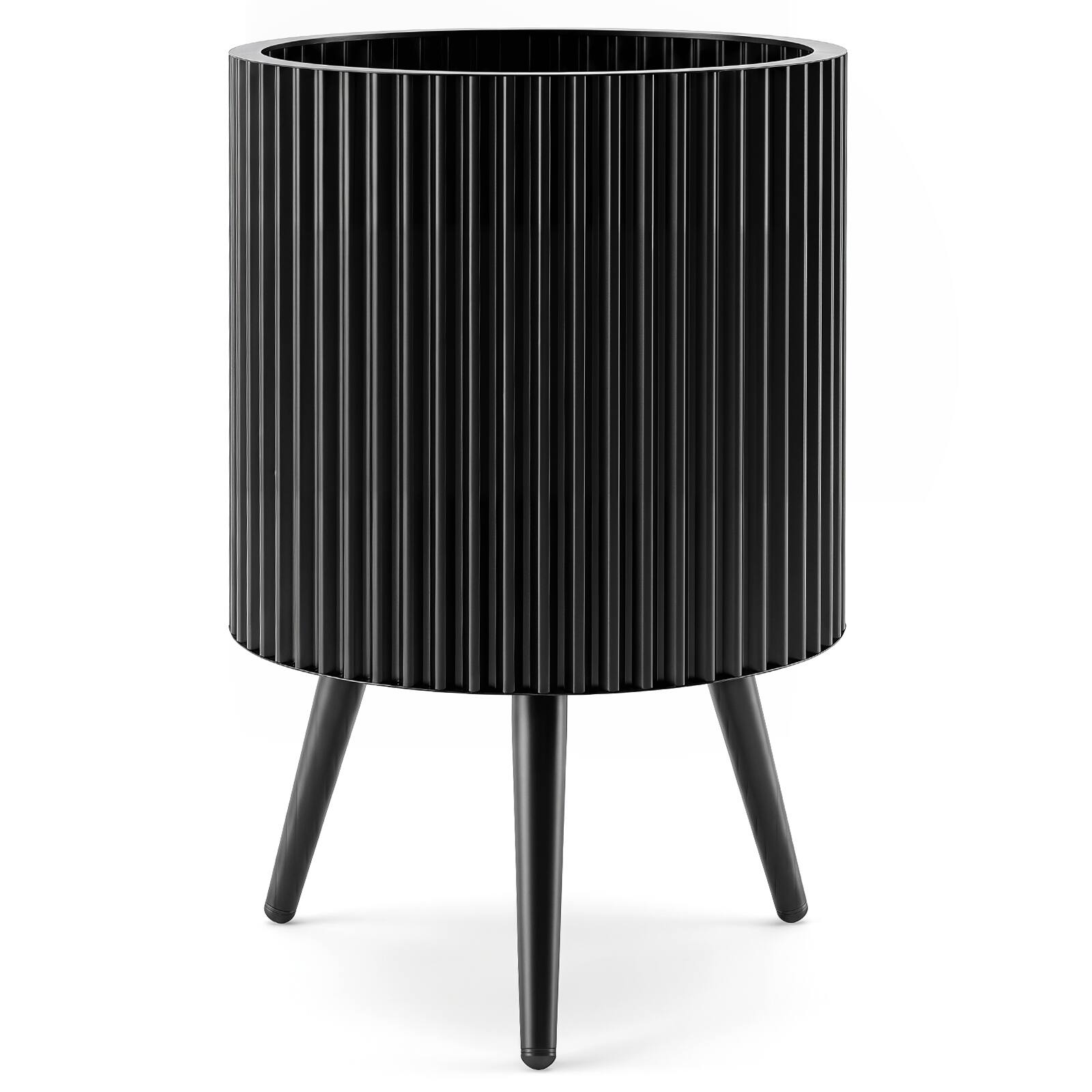 Alt View 9. Costway - Costway 1 PCS 14 Inch Plant Pot with Stand, Built-in Drainage Holes, Tapered Legs for Living Room - Black.