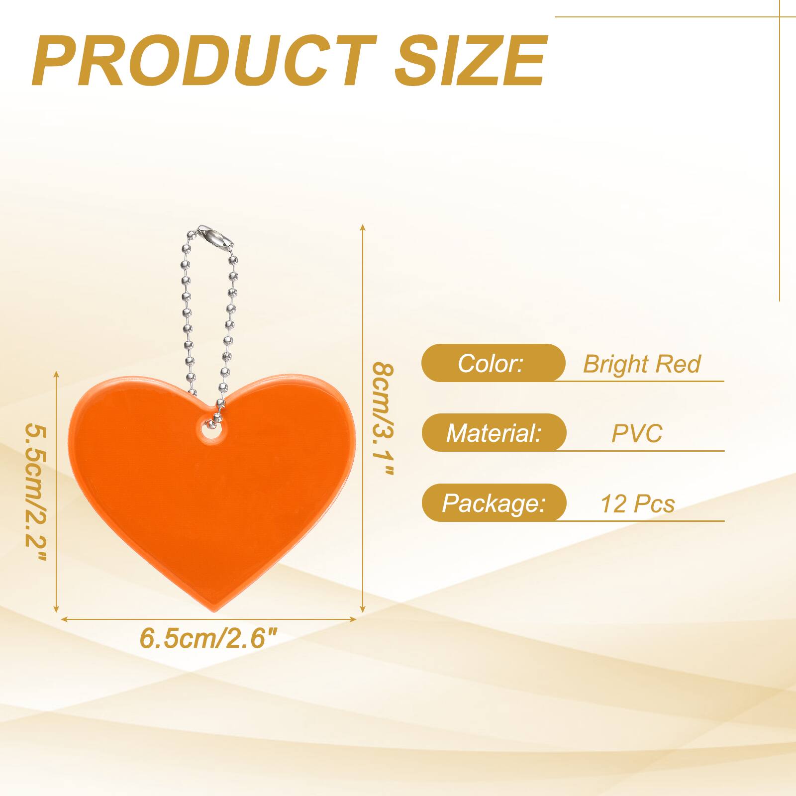 PRODUCT SIZE  
5.5cm/2.2"  
6.5cm/2.6"  
8cm/3.1"  

Color: Bright Red  
Material: PVC  
Package: 12 Pcs