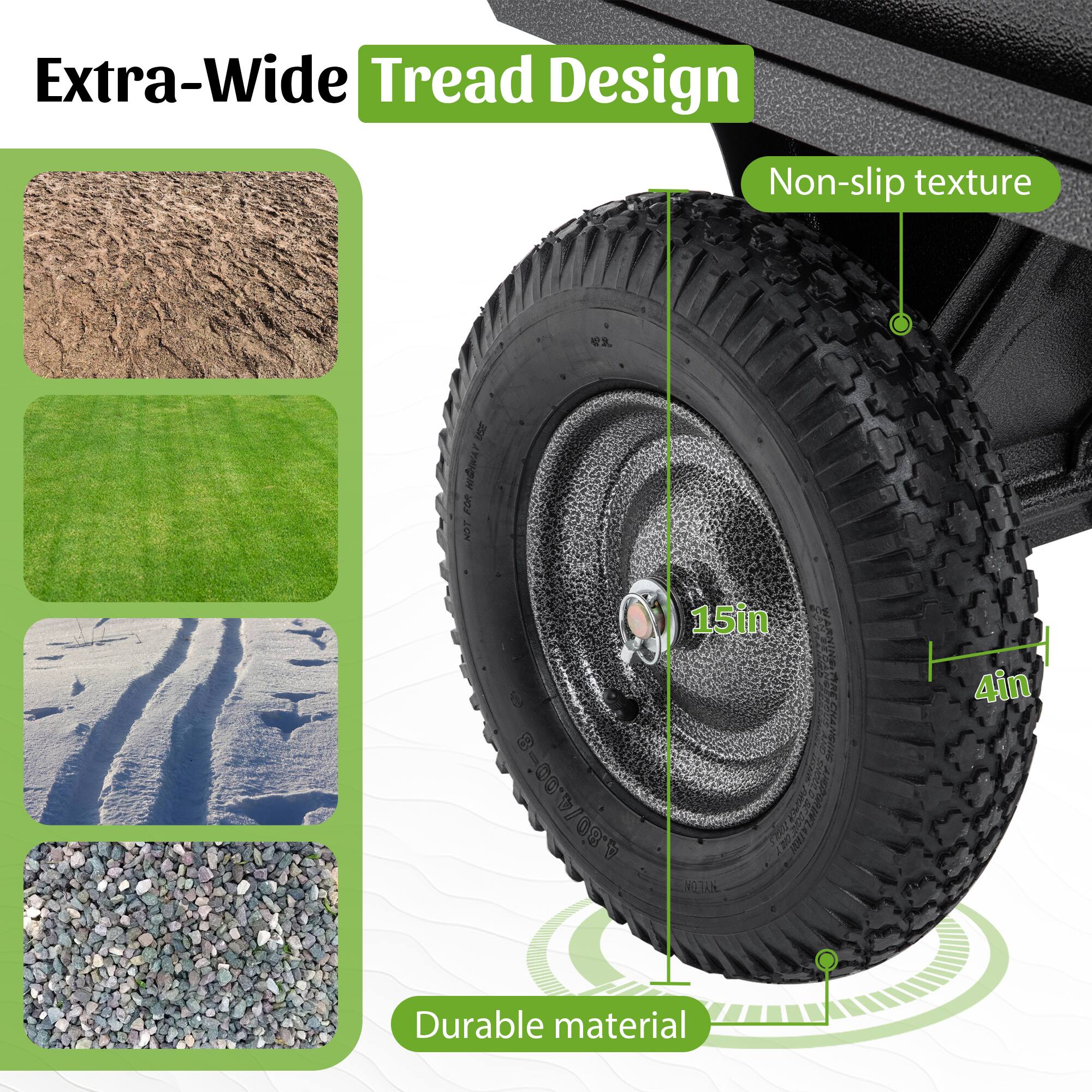 Extra-Wide Tread Design  
Non-slip texture  
15in  
4in  
Durable material