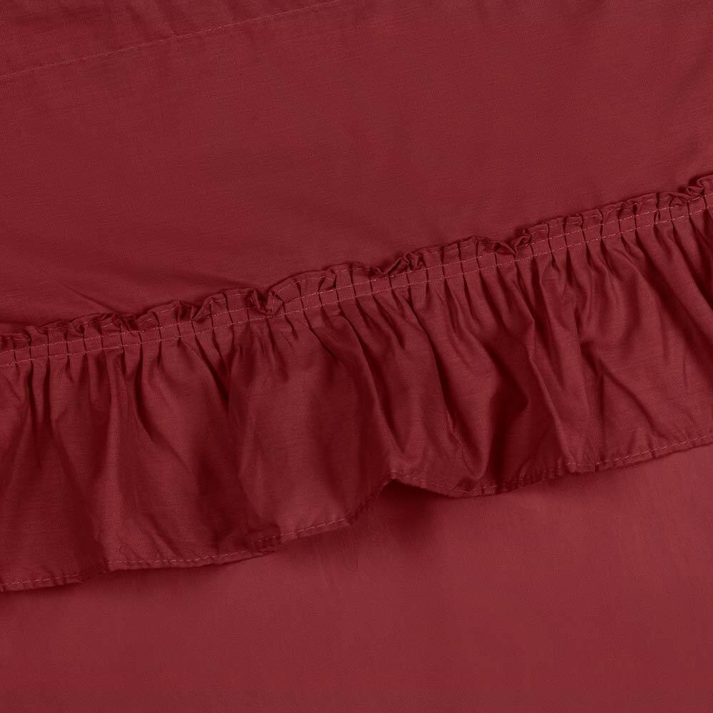 Left. Ellis Curtain - Ellis Stacey 1.5" Rod Pocket High Quality Fabric Solid Color Window Ruffled Filler Valance 54"x13" Merlot - Merlot.