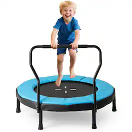 Gymax - 40'' Trampoline for Kids Indoor/Outdoor Fitness Trampoline w/ Foam Handlebar - Blue
