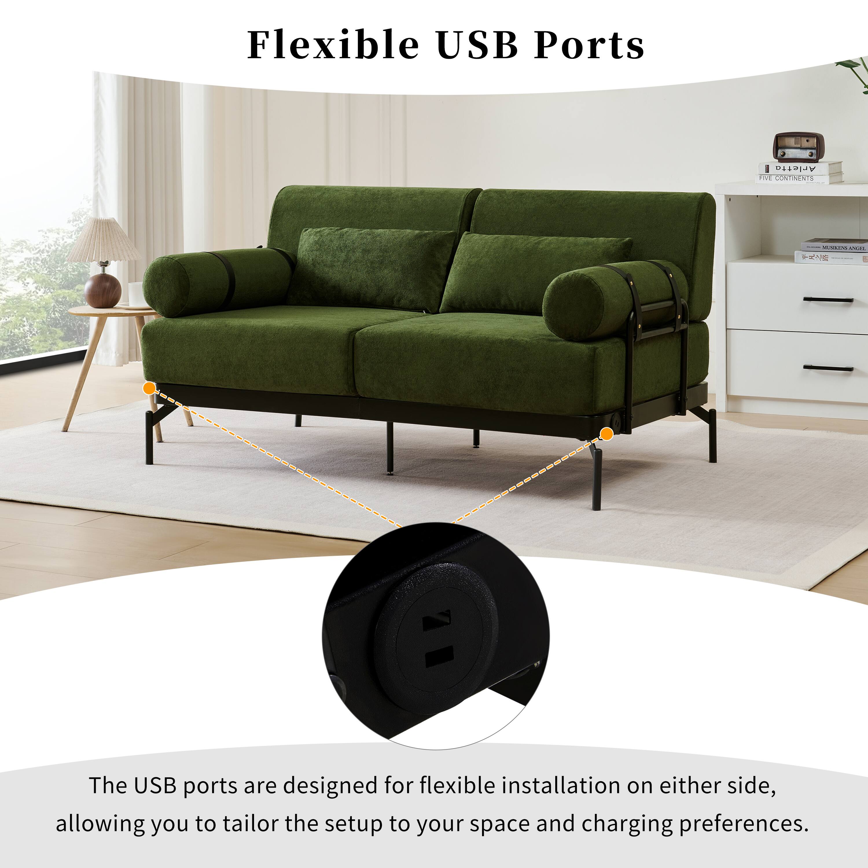 Flexible USB Ports

The USB ports are designed for flexible installation on either side, allowing you to tailor the setup to your space and charging preferences.