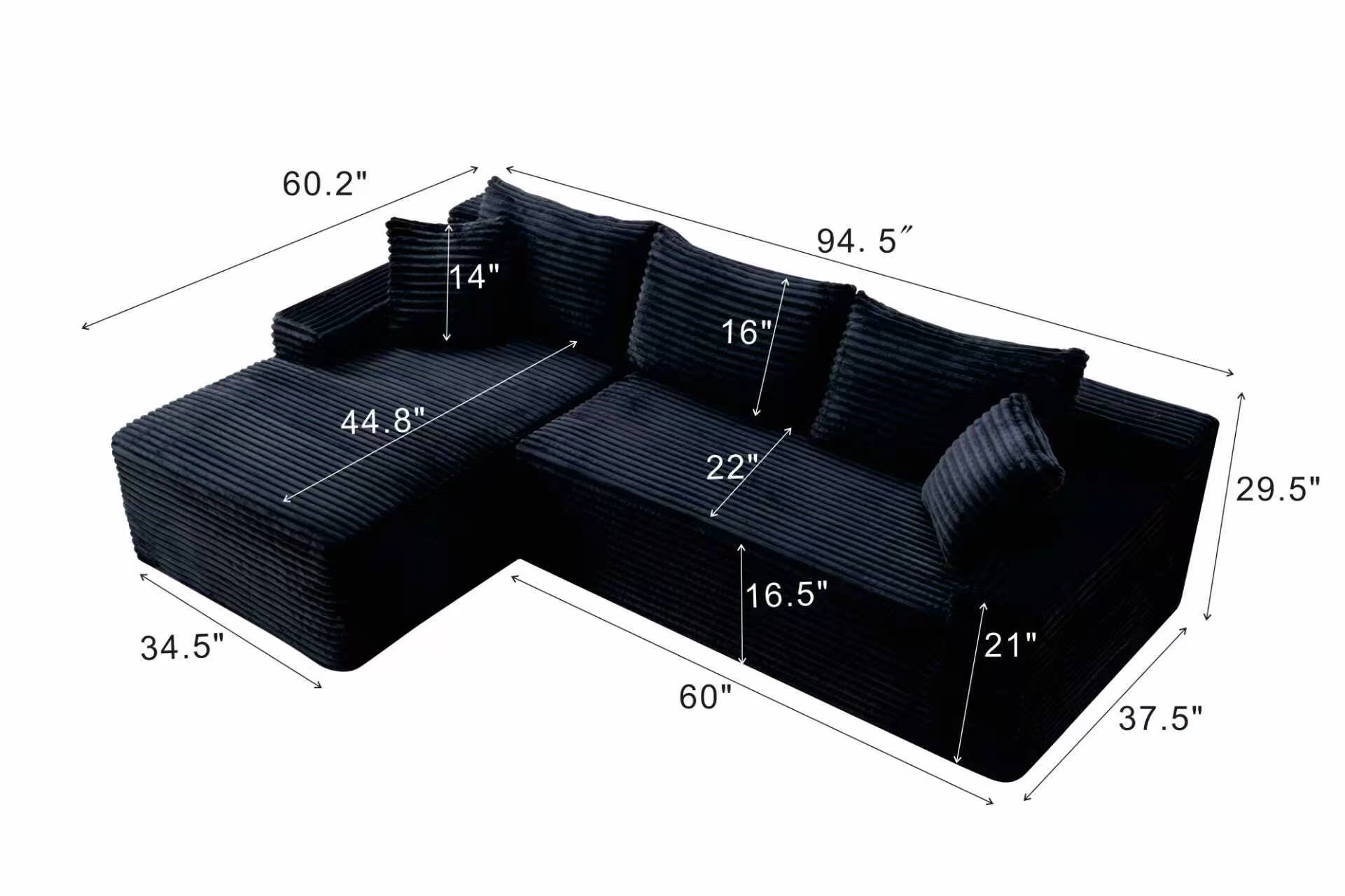 60.2" 14" 16" 44.8" 22" 29.5" 34.5" 60" 21" 37.5" 94.5" 16.5"