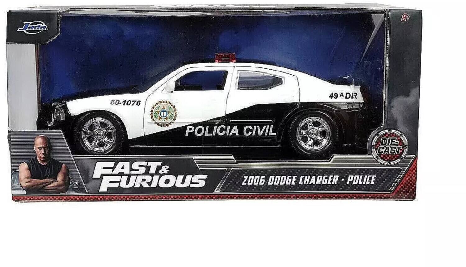 Jada 8 0 49 A DIR 0-1076 "POLICIA CIVIL DIE-CAST FAST & FURIOUS 2006 DODGE CHARGER POLICE