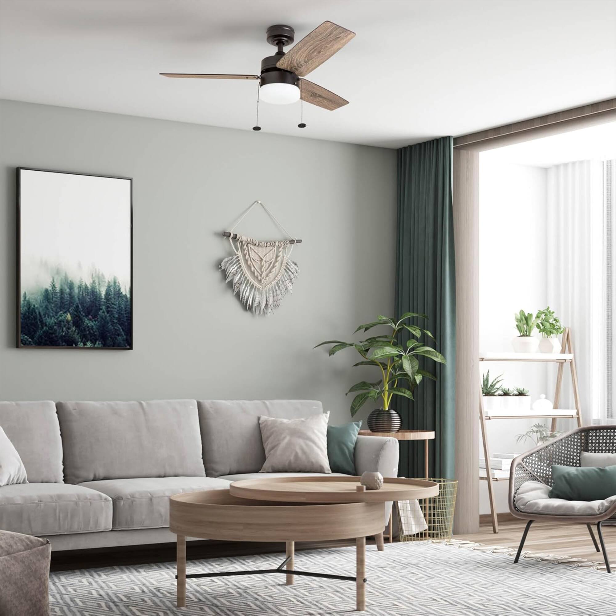 Alt View 1. HKC - Prominence Home 42" Reston Ceiling Fan w/ Light, Pull Chain, & 3 Blades, Bronze - Bronze.