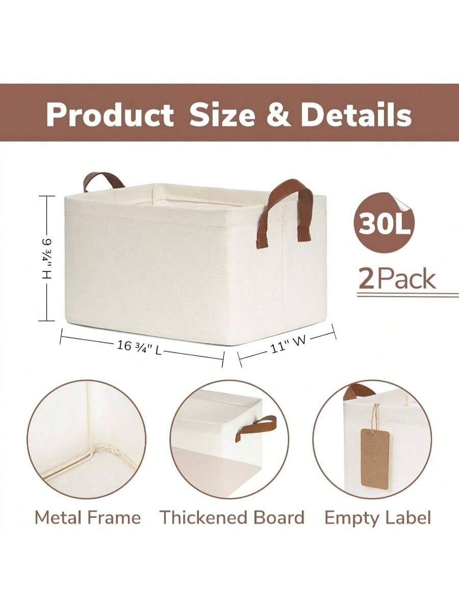 Product Size & Details

- 30L
- 2 Pack
- 16 3/4" L
- 11" W
- 9 3/4" H

Features:
- Metal Frame
- Thickened Board
- Empty Label