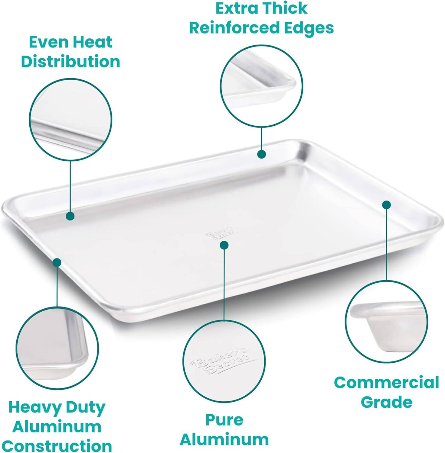 - Even Heat Distribution
- Extra Thick Reinforced Edges
- Heavy Duty Aluminum Construction
- Pure Aluminum
- Commercial Grade
