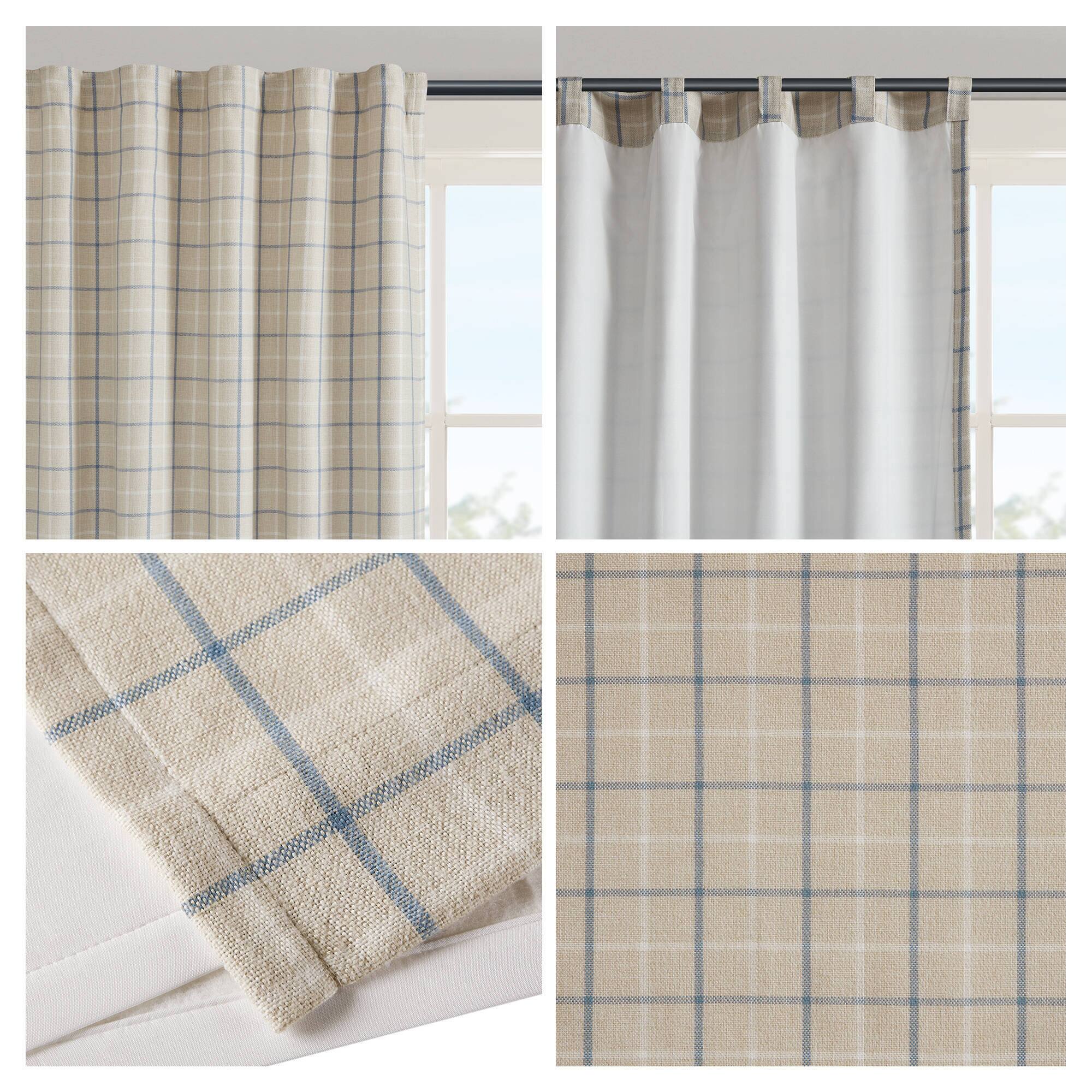 Alt View 2. BreeBe - 1PC 50x95' Plaid Rod Pocket and Back Tab Curtain Panel with Fleece Lining - Multi.