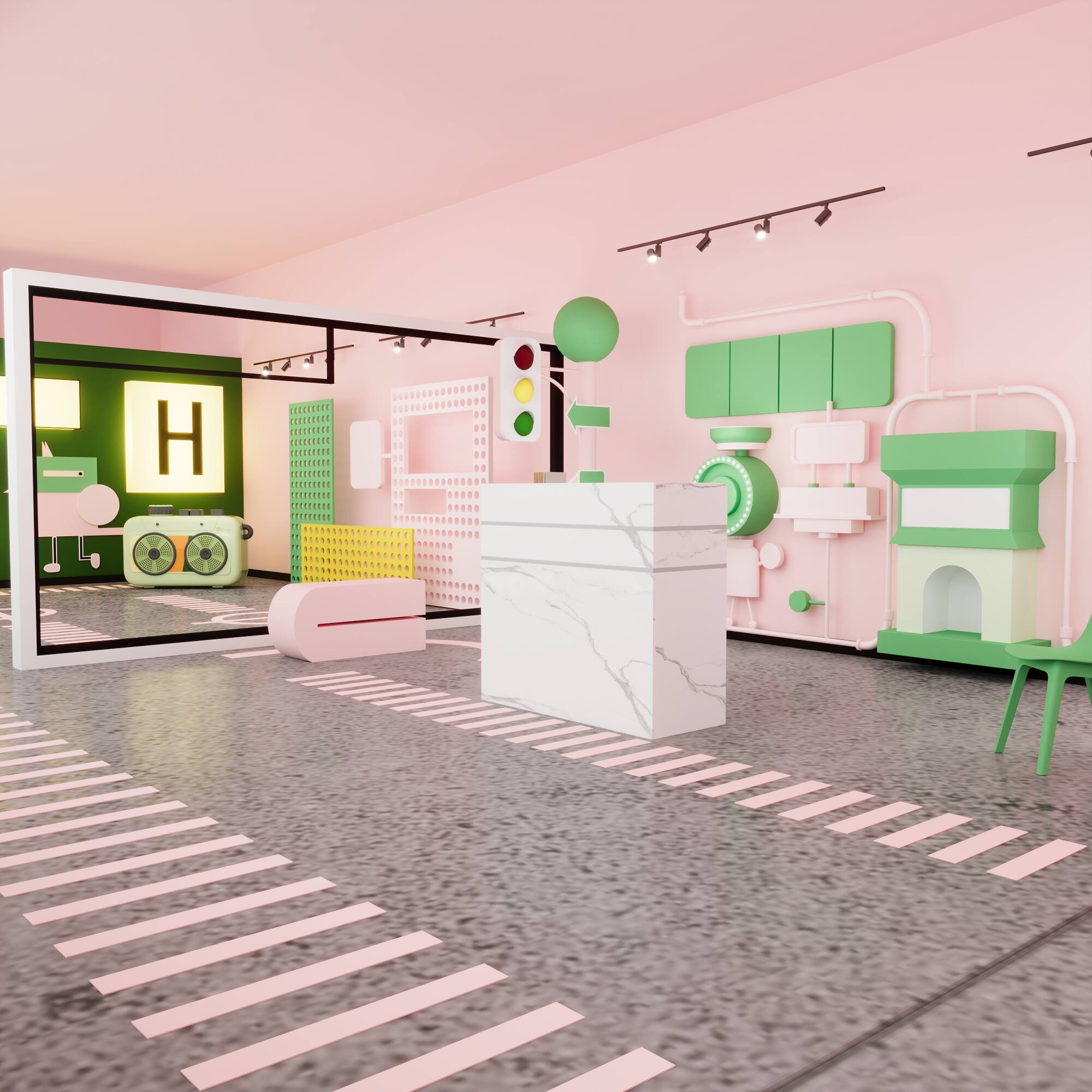 Alt View 10. Famapy - Marble Pattern Desk with Drawer and Cabinet, Computer Desk, Office Reception Table, Study Writing Table with Storage - Marble White.