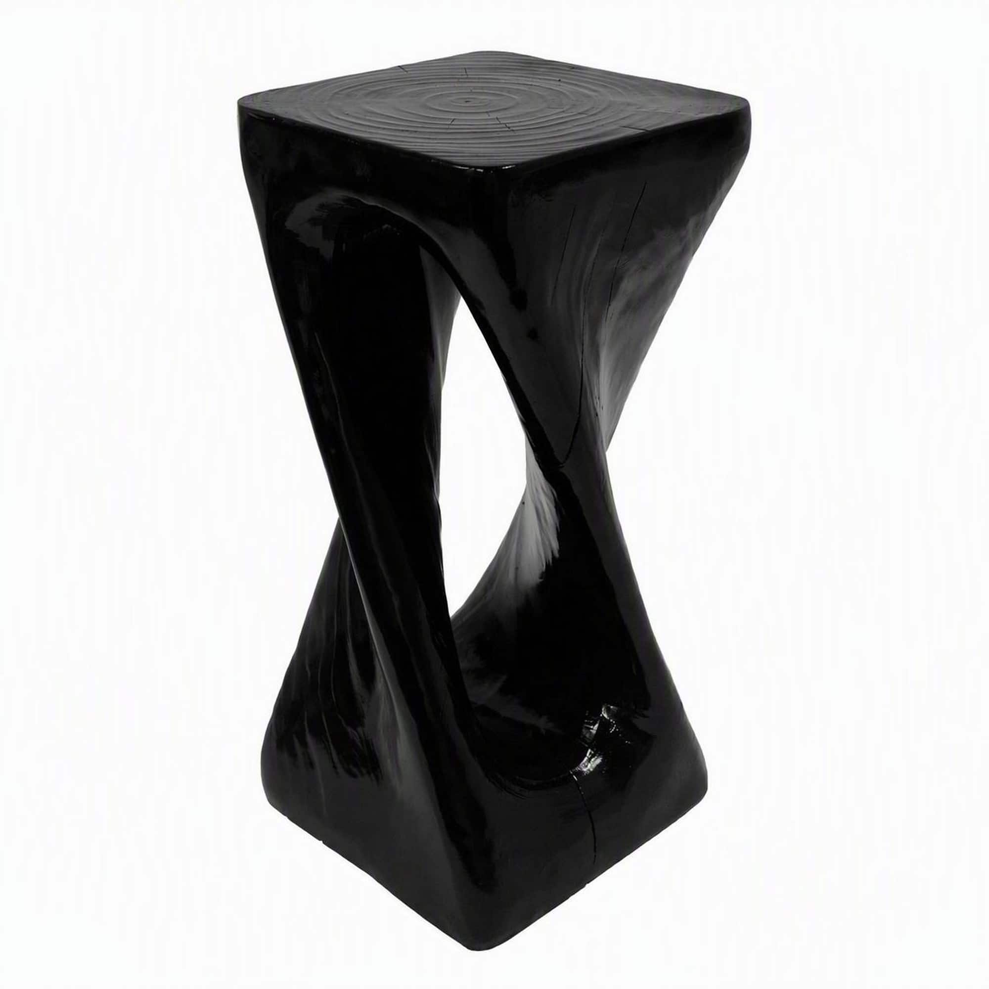 RYHNUYNE - Twisted Spiral Concrete Side Table,End Table for Patio Balcony Poolside - Black