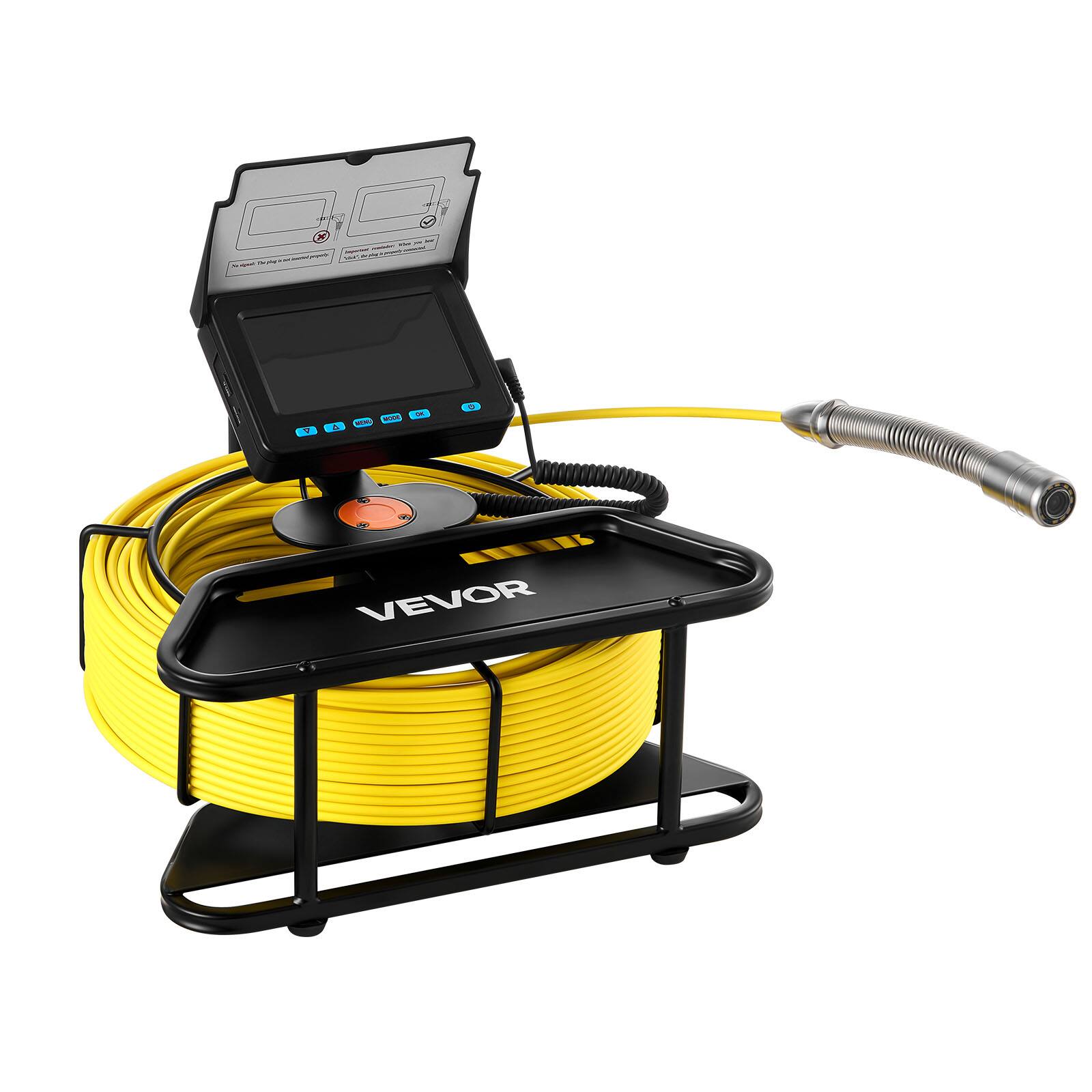 Alt View 5. VEVOR - Sewer Camera, 98 ft/30m, Self-Leveling Drain Inspection Camera with 4.3" 1080P HD Screen, IP68 Waterproof Snake Plumbing - Yellow;Black.
