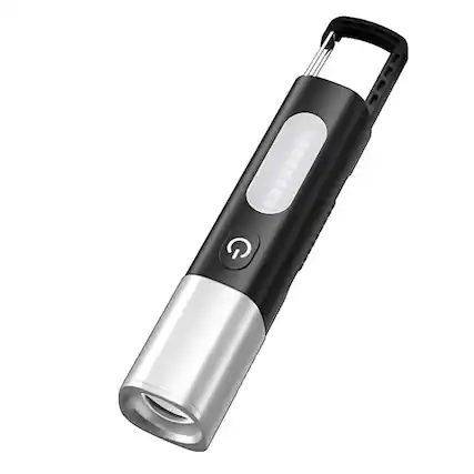 Front. Cluzine - Rechargeable Mini LED Flashlight, White Laser,COB Side Light, Clip-on Hook for Camping.