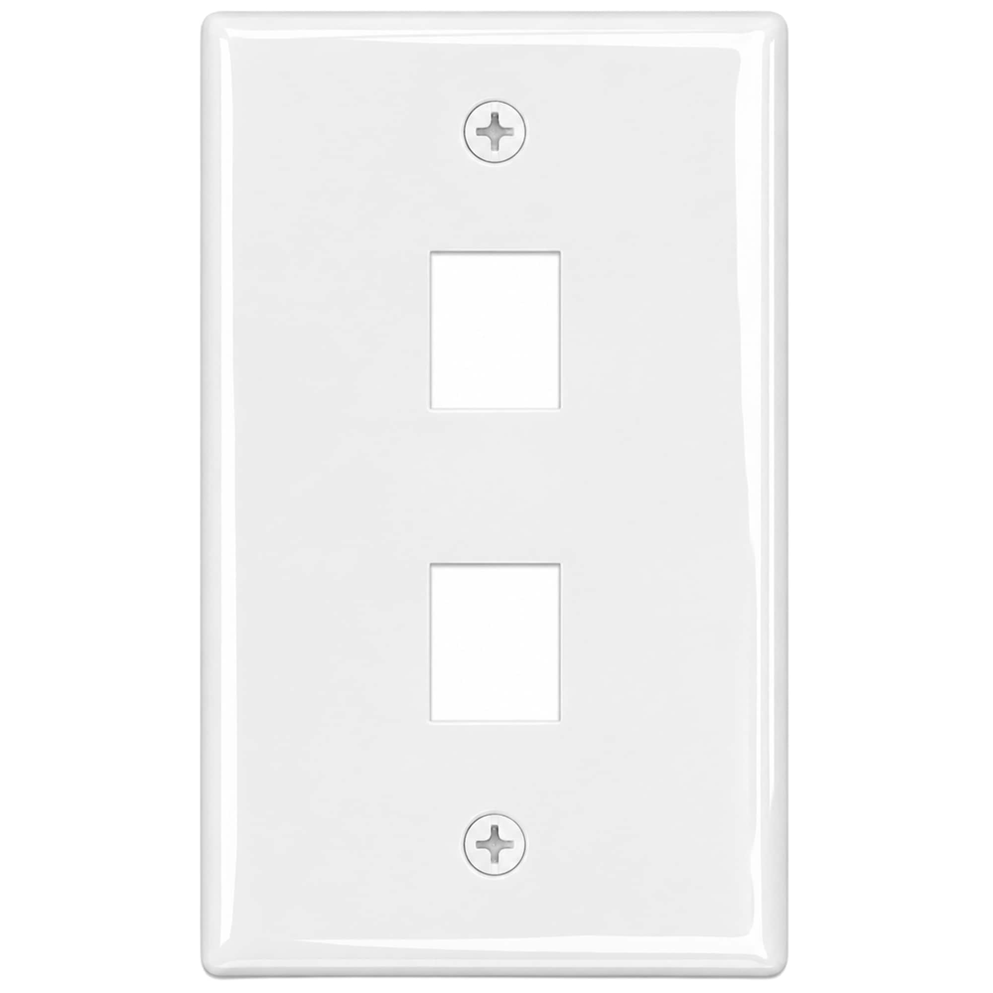 Cmple.com - Cmple - Keystone Wall Plate Cover Ethernet Wall Plates for Modular Inserts, RJ45 Keystone Jack - 2 Port - White