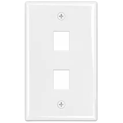 Front. Cmple.com - Cmple - Keystone Wall Plate Cover Ethernet Wall Plates for Modular Inserts, RJ45 Keystone Jack - 2 Port - White - White.