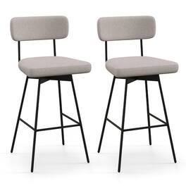 Ecooso - Counter Height Swivel Bar Stools Set of 2, 25 Inch Upholstered Seat with Backrest and Footrest - Beige