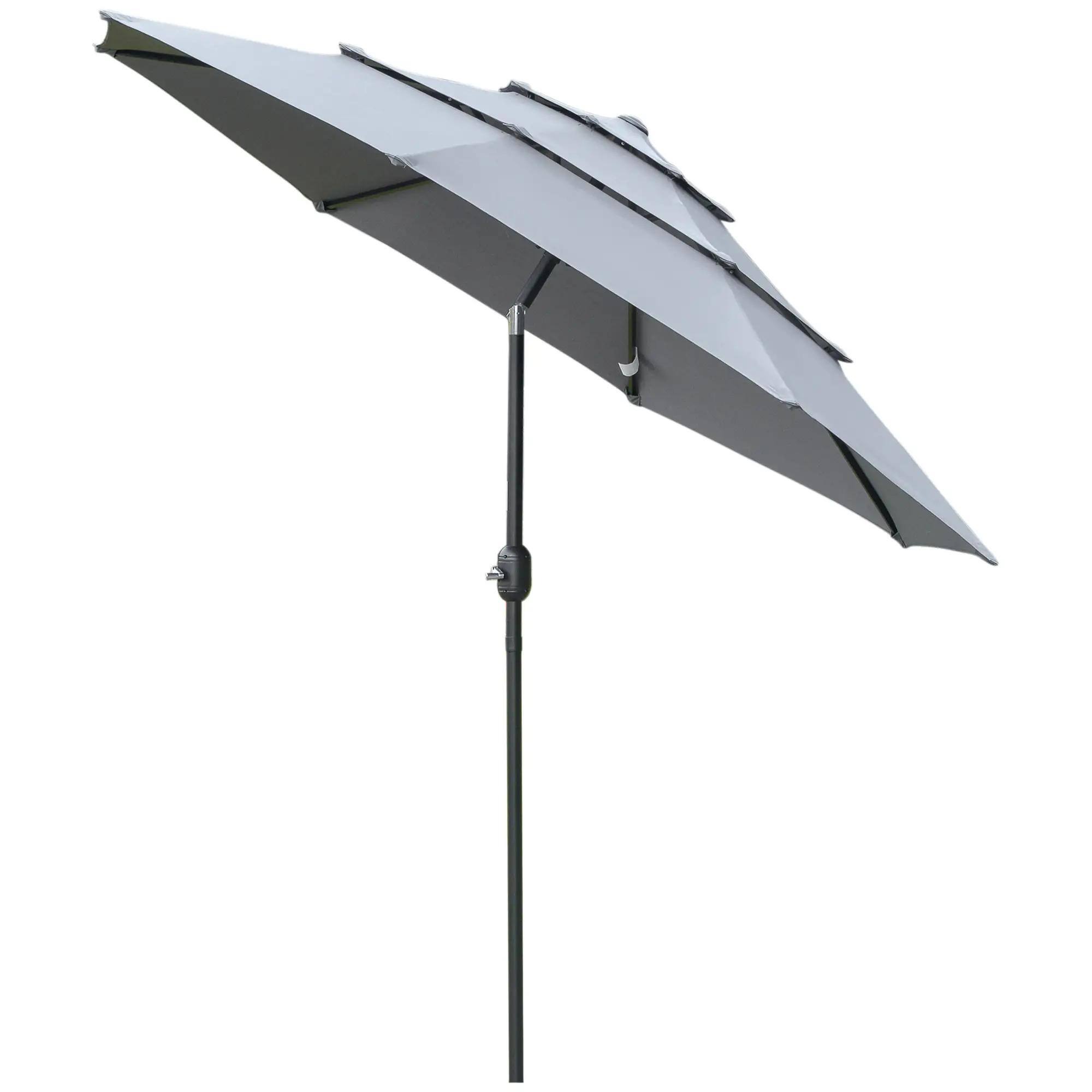 Alt View 7. Spaco - Spaco 9Ft 3-Tier Patio Umbrella, Crank Tilt Outdoor Shade for Deck, Lawn - Dark Grey.