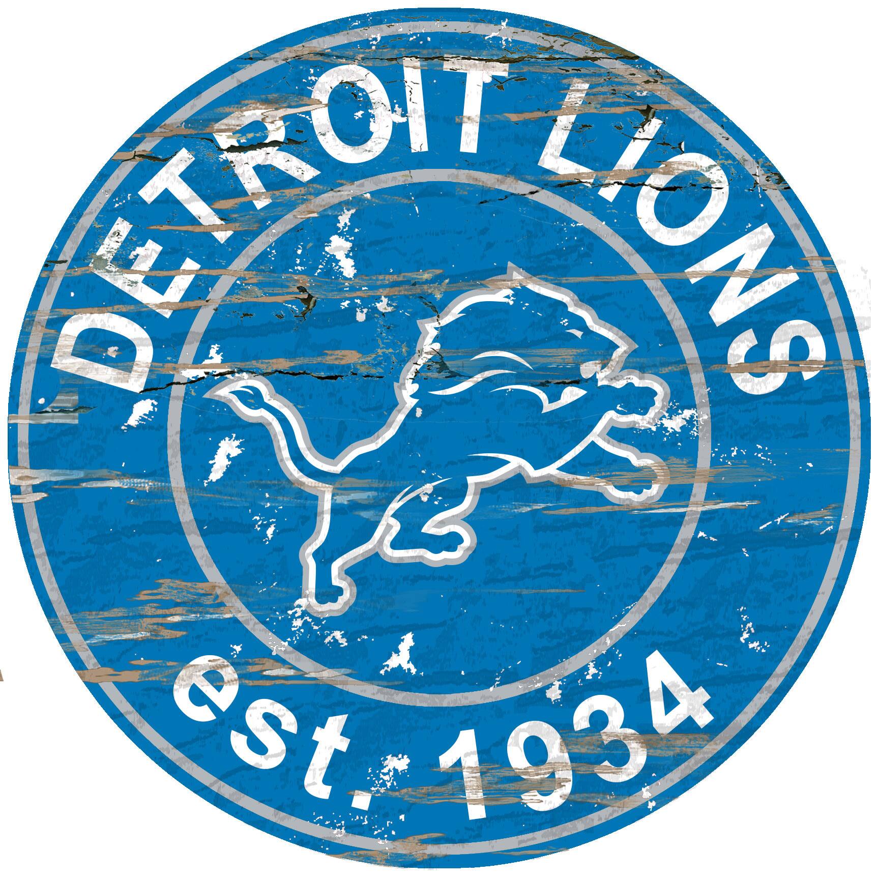 Detroit Lions 23.5" Distressed Round Sign