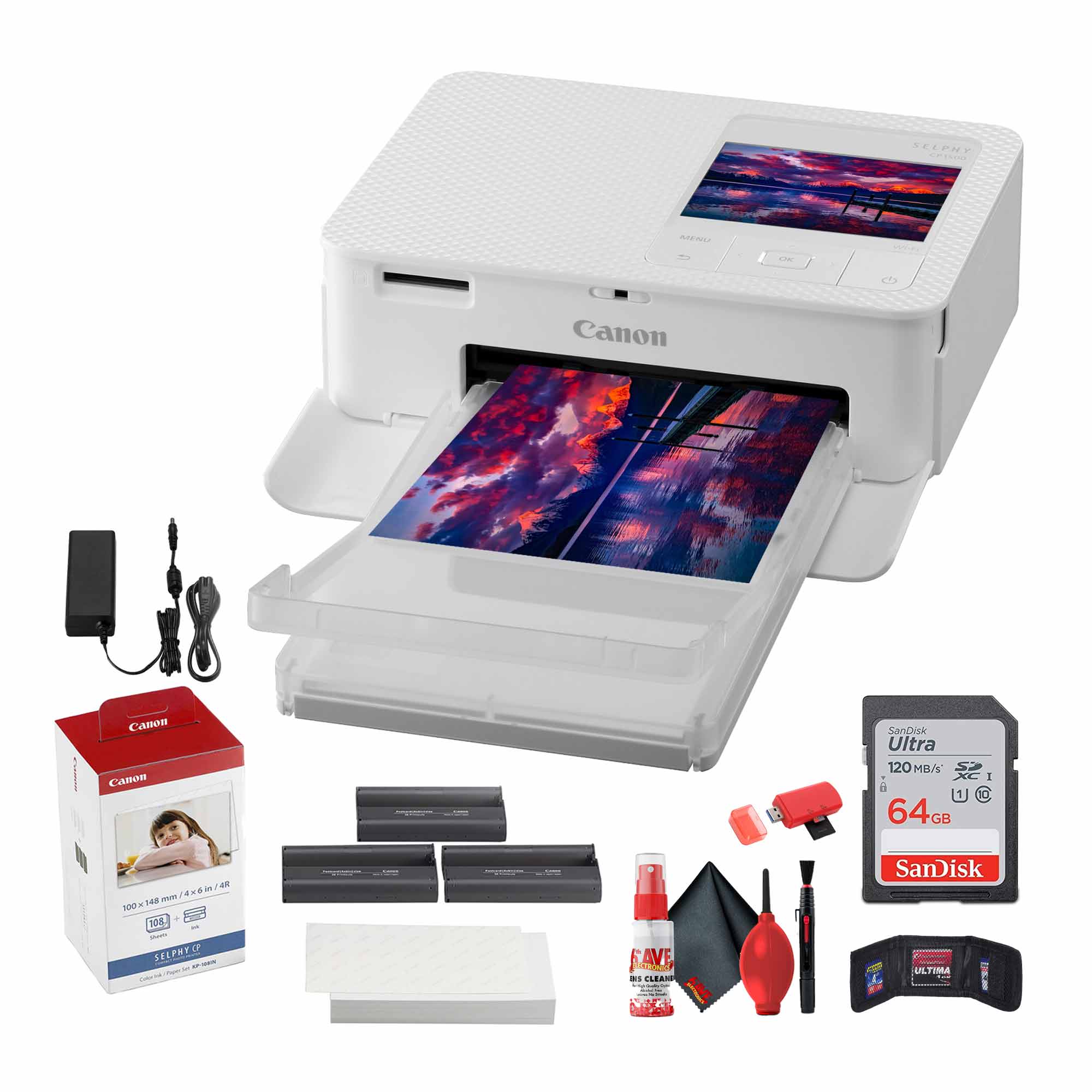 Canon SELPHY CP1500 Wireless Photo Printer with KP 108IN Ink