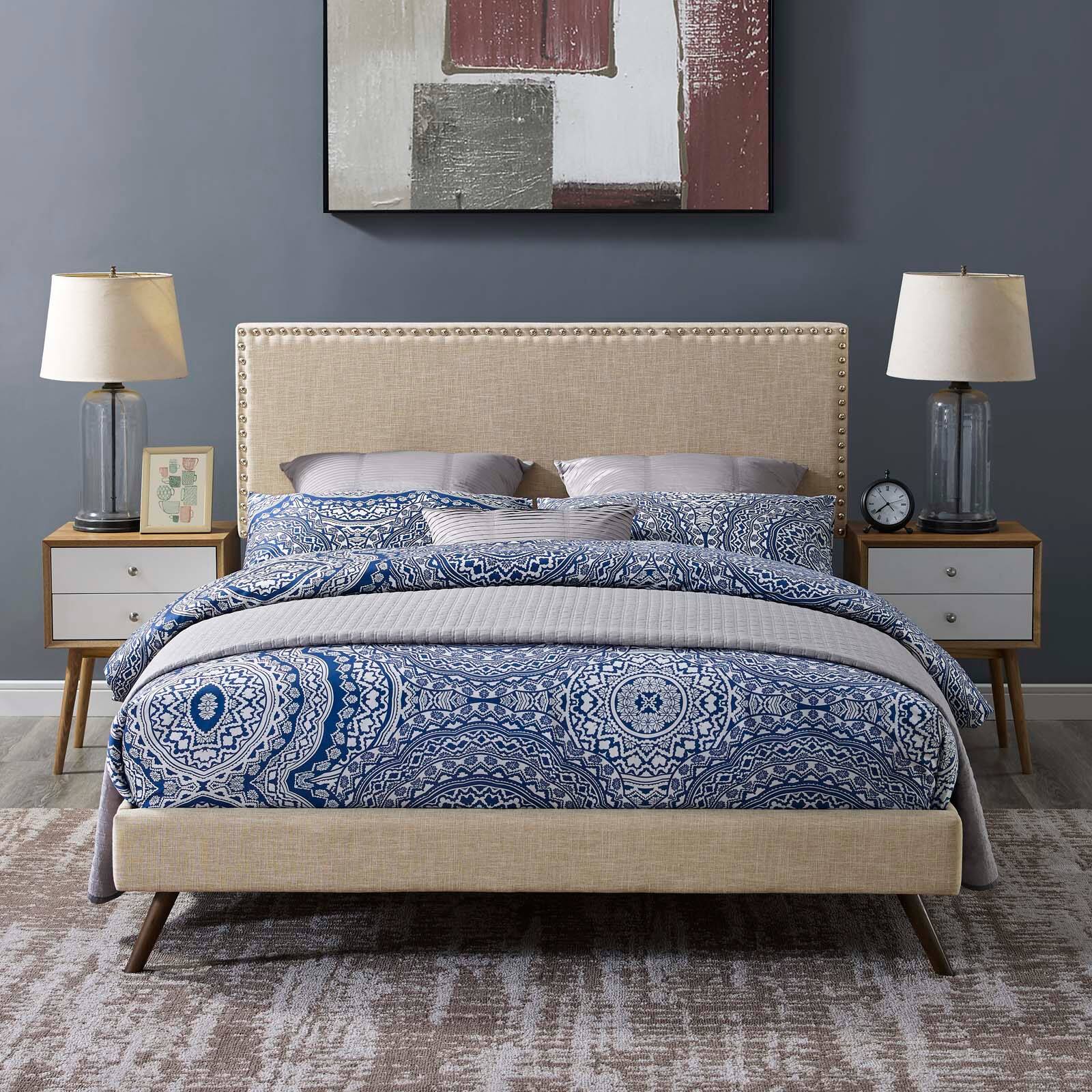 Alt View 2. Modway - Melanie Tufted Button Upholstered Performance Velvet Full Platform Bed - Blue.