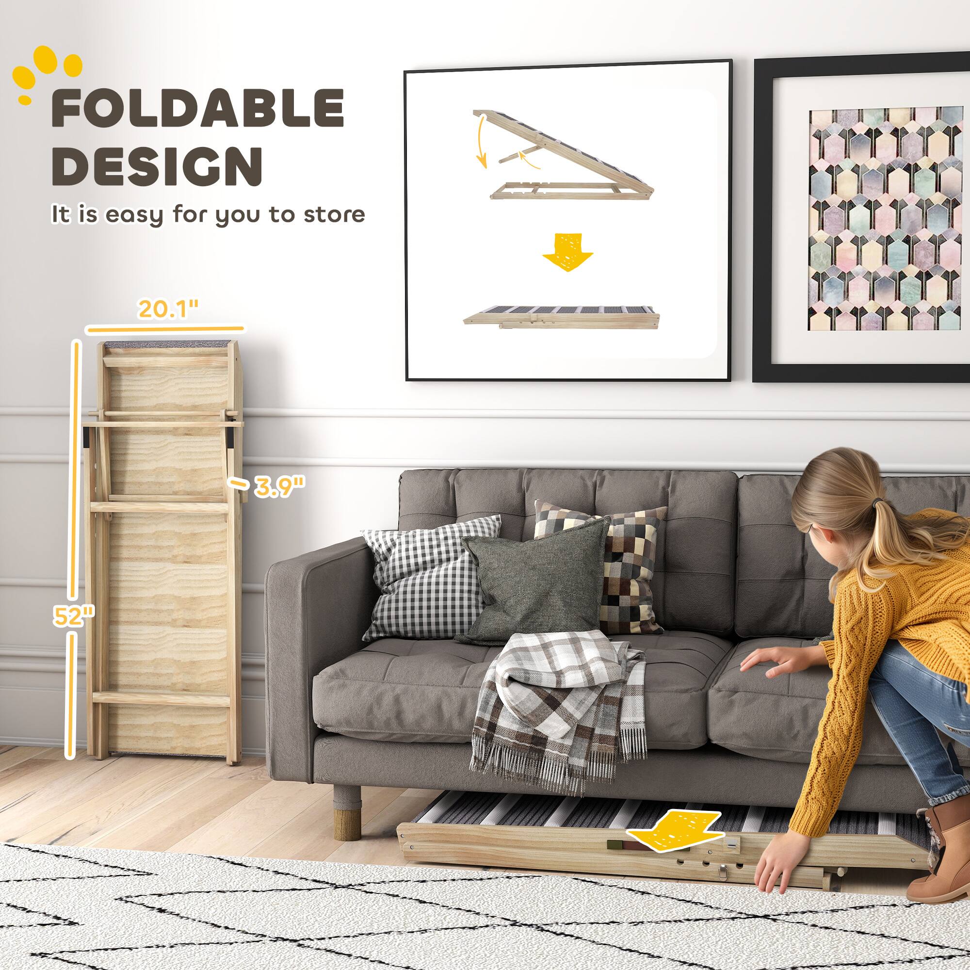 FOLDABLE DESIGN  
It is easy for you to store  

20.1"  
3.9"  
52"